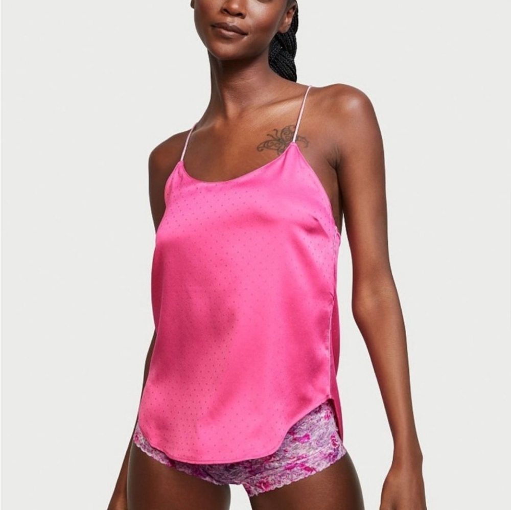 Victoria’s Secret Pink Racerback Satin Camisole Top, Sz S